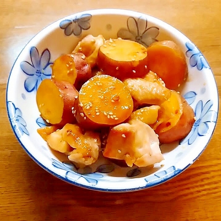 鶏と薩摩芋の焼肉のタレ炒め